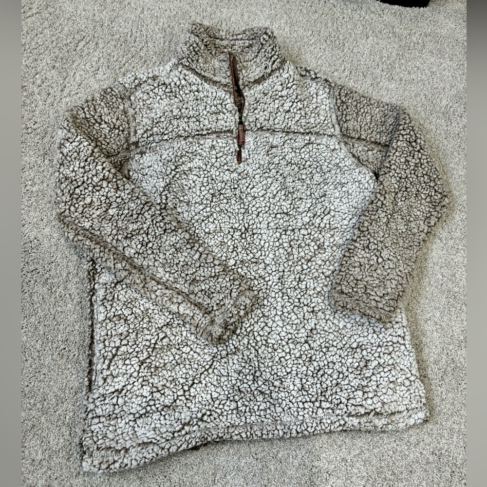 Alpine Sherpa Quarter Zip Fleece Pullover Jacket Sweatshirt Relaxed Large